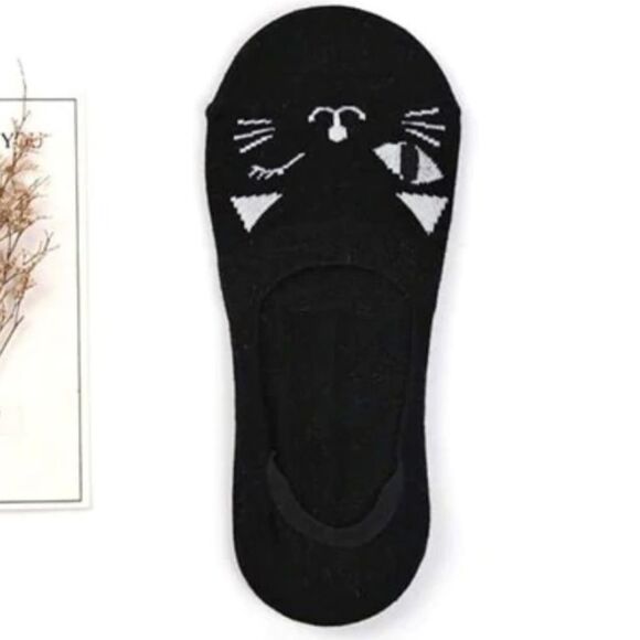 Winking Kitty Cat Low Cut Now Show Socks with Inner Ankle Grip. - Picture 1 of 2